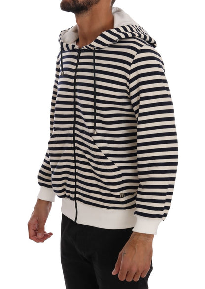 Daniele Alessandrini Elegant Full Zip Hooded Striped Sweater