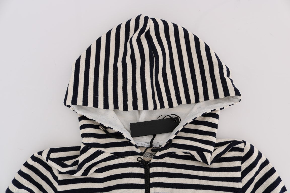 Daniele Alessandrini Elegant Full Zip Hooded Striped Sweater