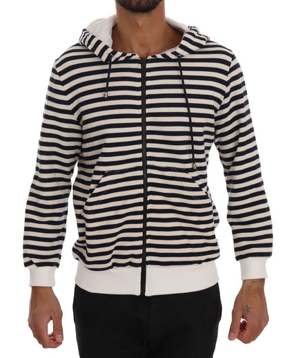 Daniele Alessandrini Elegant Full Zip Hooded Striped Sweater