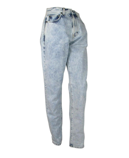 Saint Laurent Women's Blue Cotton Snow Wash Denim Jeans