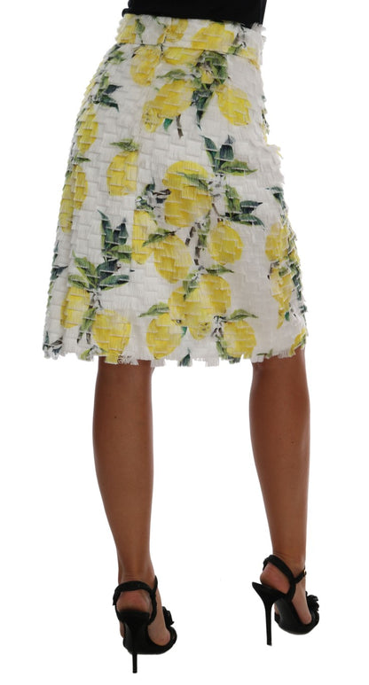 Dolce & Gabbana Lemon Print Fringe Pencil Skirt