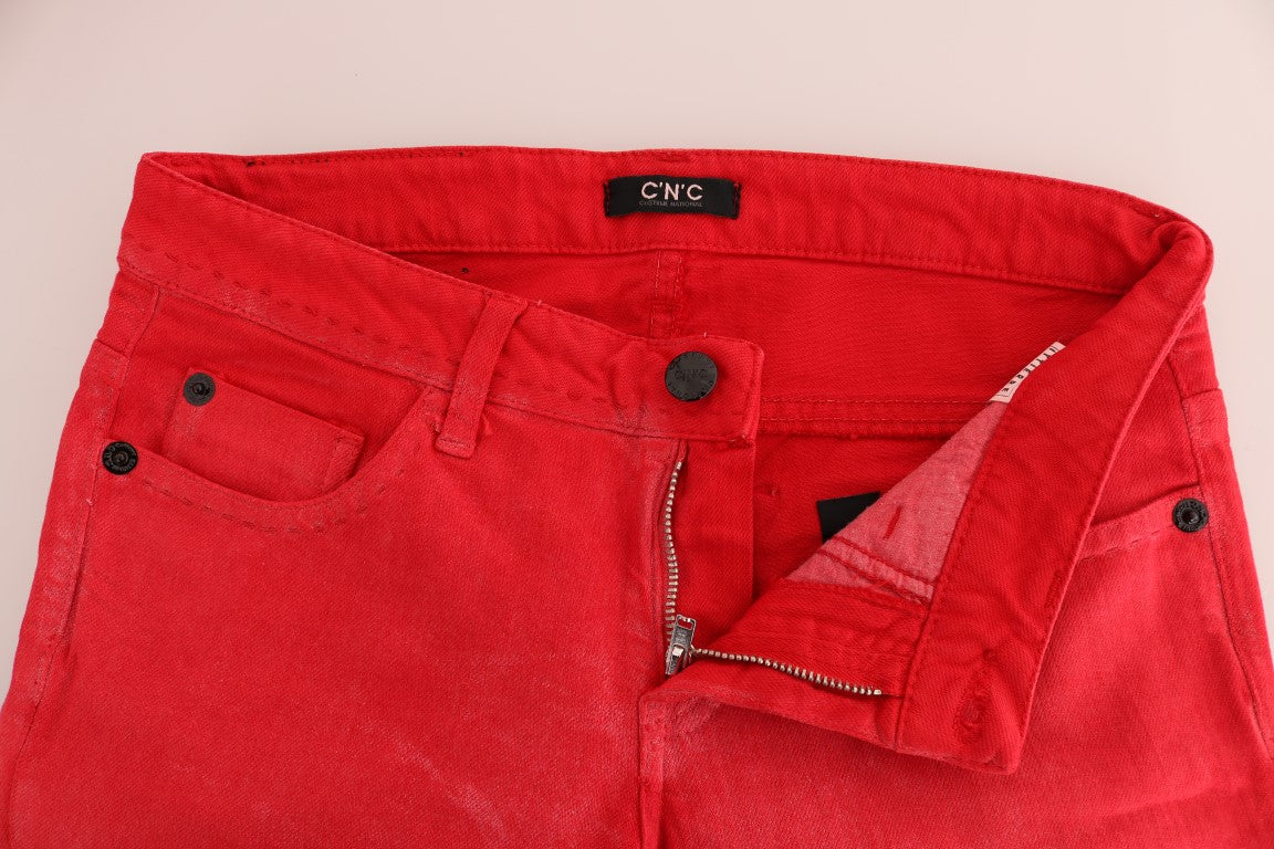 Costume National Radiant Red Super Slim Designer Jeans