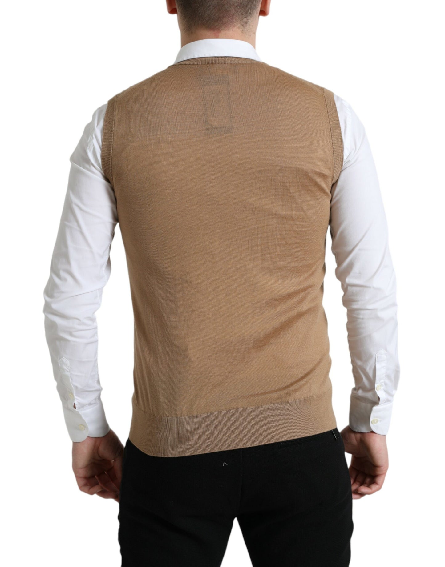 Dolce & Gabbana Brown Wool Sleeveless Pullover Sweater