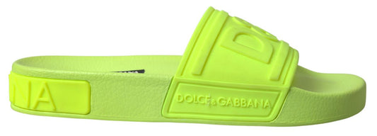 Dolce & Gabbana Elegant Yellow Green Slide Sandals