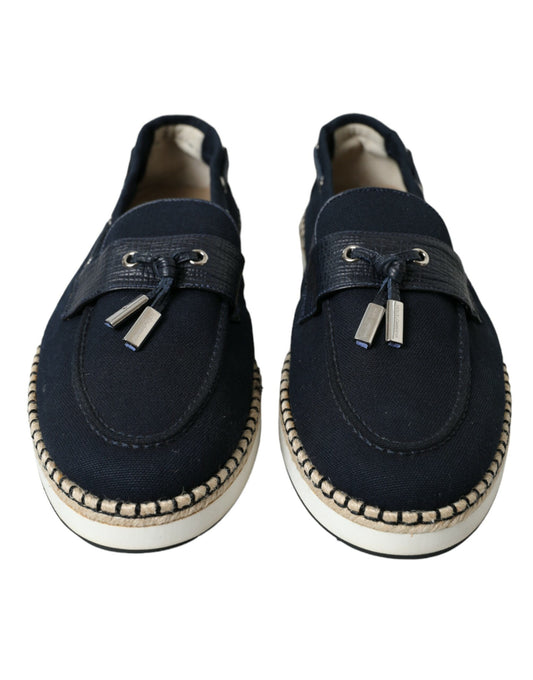 Dolce & Gabbana Navy Blue Slip On Men Moccasin Loafers Shoes