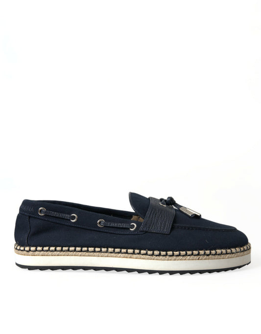 Dolce & Gabbana Navy Blue Slip On Men Moccasin Loafers Shoes