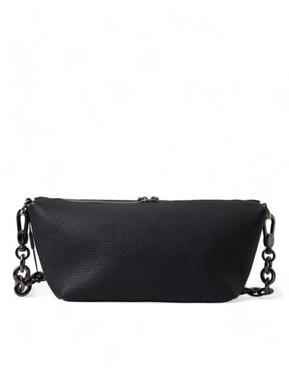 Dolce & Gabbana Black Leather Chain Strap Baguette Shoulder Bag