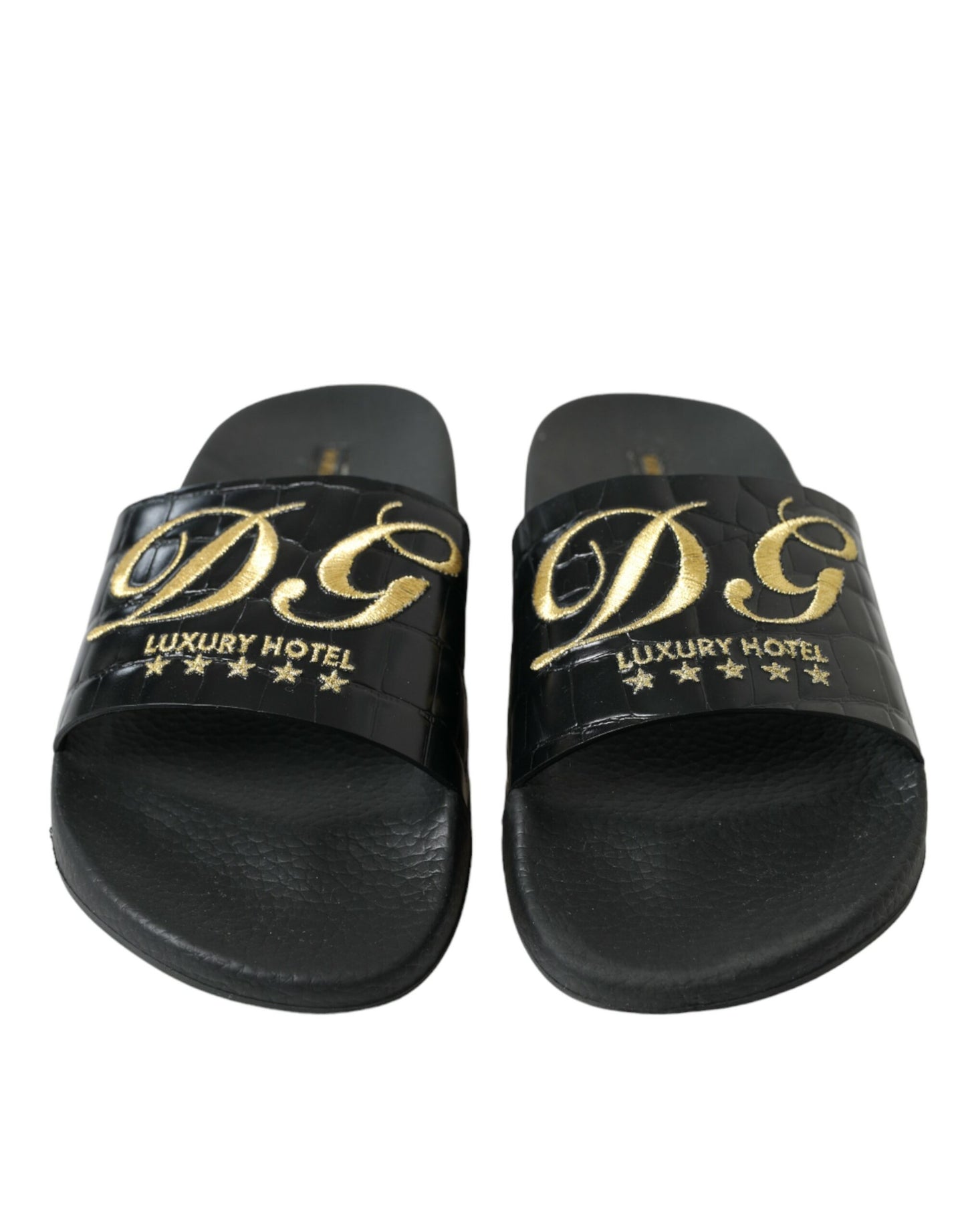 Dolce & Gabbana Black Luxury Hotel Beachwear Sandals Shoes