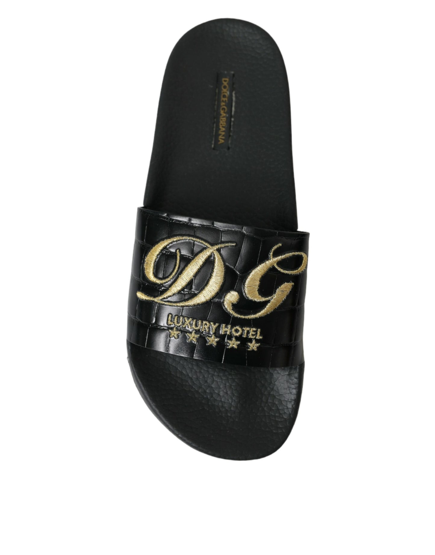 Dolce & Gabbana Black Luxury Hotel Beachwear Sandals Shoes