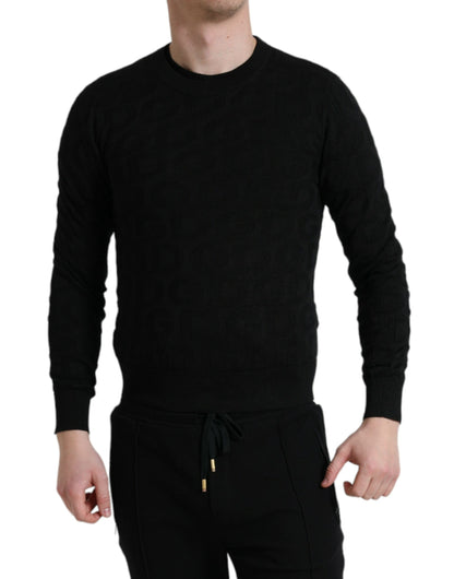 Dolce & Gabbana Black Silk Crew Neck Men Pullover Sweater