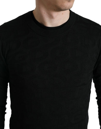 Dolce & Gabbana Black Silk Crew Neck Men Pullover Sweater