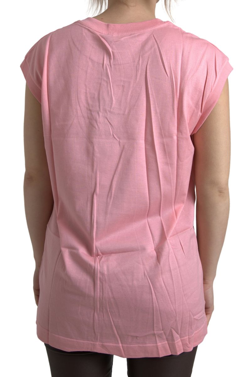 Dolce & Gabbana Pink Cotton DG Logo Crew Neck Tank T-shirt