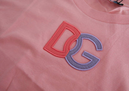 Dolce & Gabbana Pink Cotton DG Logo Crew Neck Tank T-shirt