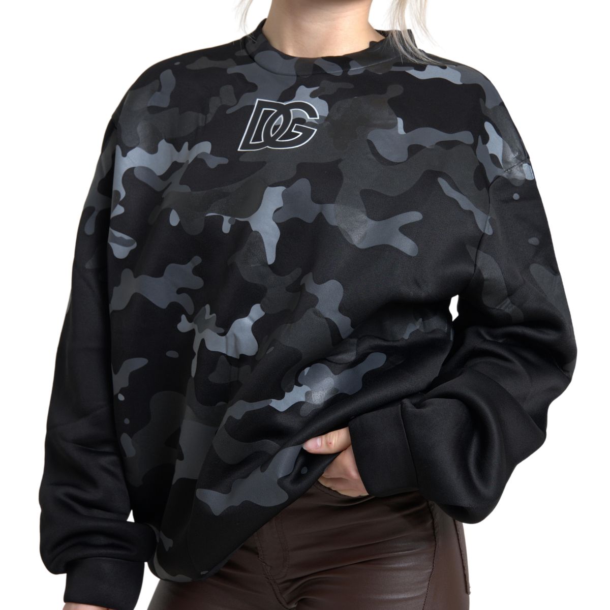 Dolce & Gabbana Elegant Black Camouflage Pullover Sweater