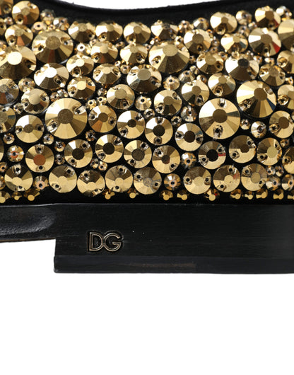 Dolce & Gabbana Elegant Gold Black Suede Derby Dress Shoes