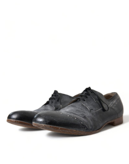 Dolce & Gabbana Black Leather Lace Up Formal Derby Dress Shoes