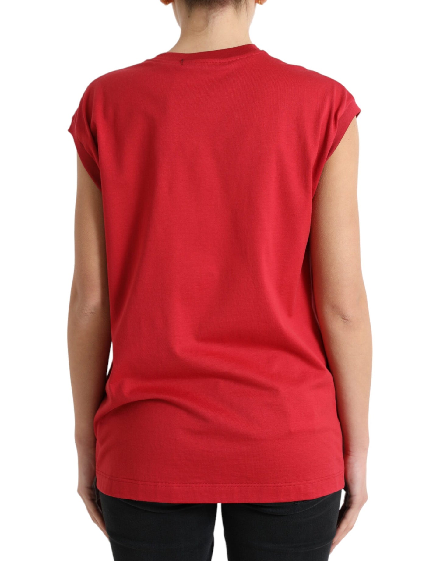 Dolce & Gabbana Red Cotton DG Logo Crew Neck Tank Top T-shirt