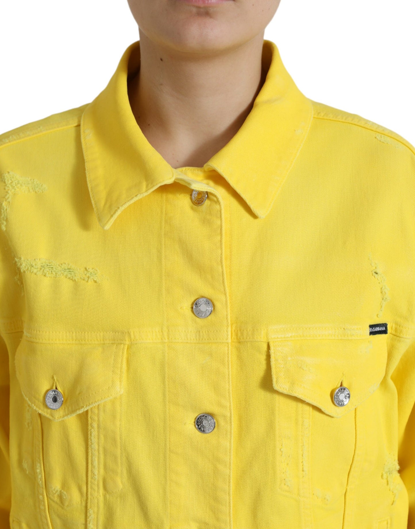 Dolce & Gabbana Yellow Cotton DENIM Jeans Button Coat Jacket