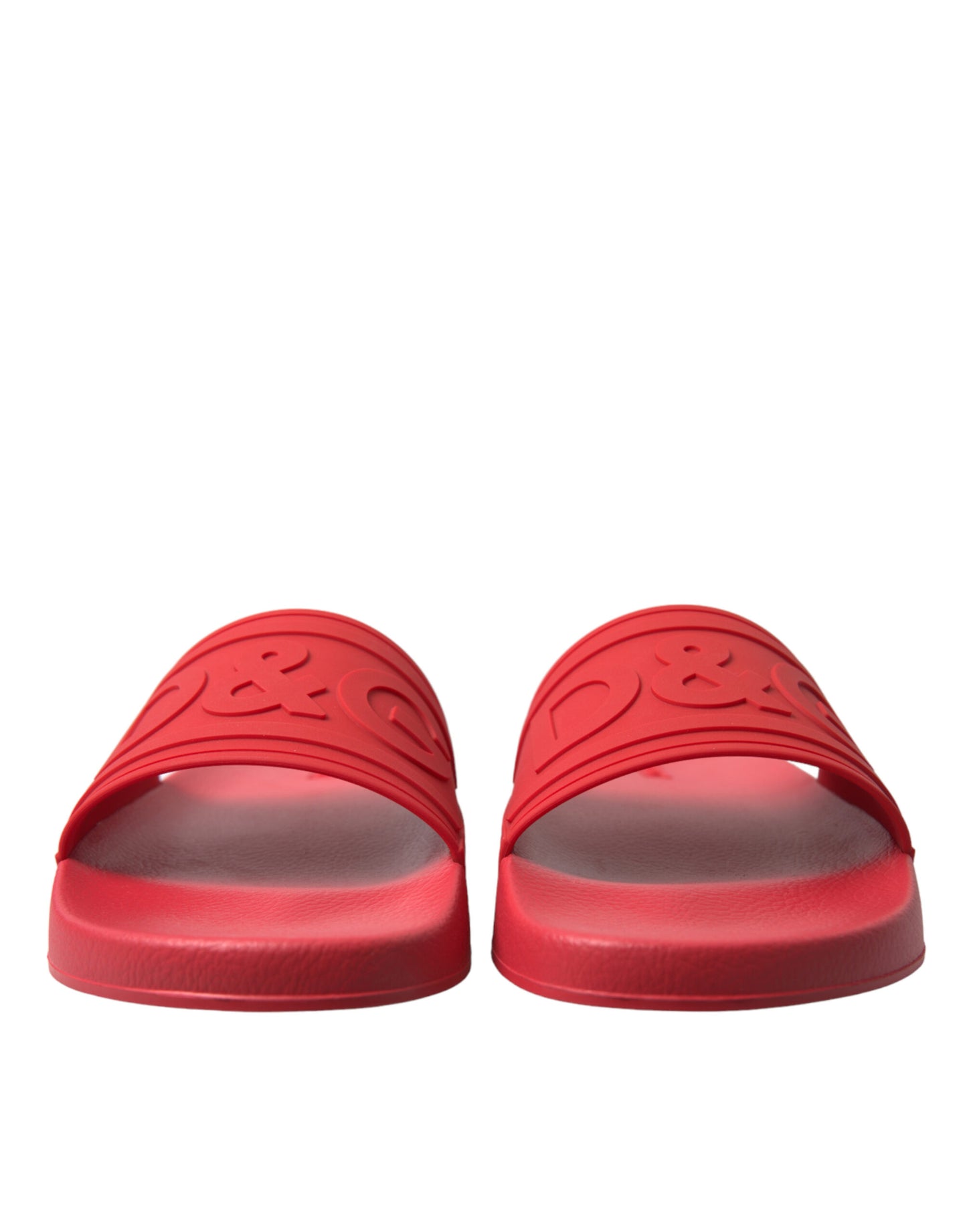 Dolce & Gabbana Red Rubber Summer Beach Slides Sandals