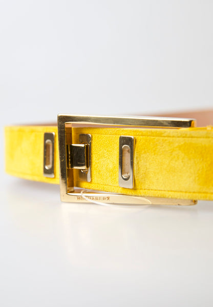 Dsquared² Chic Yellow Suede Leather Waist Belt