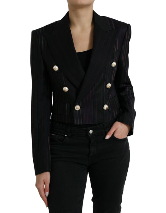 Dolce & Gabbana Black Striped SICILIA Double Breasted Jacket