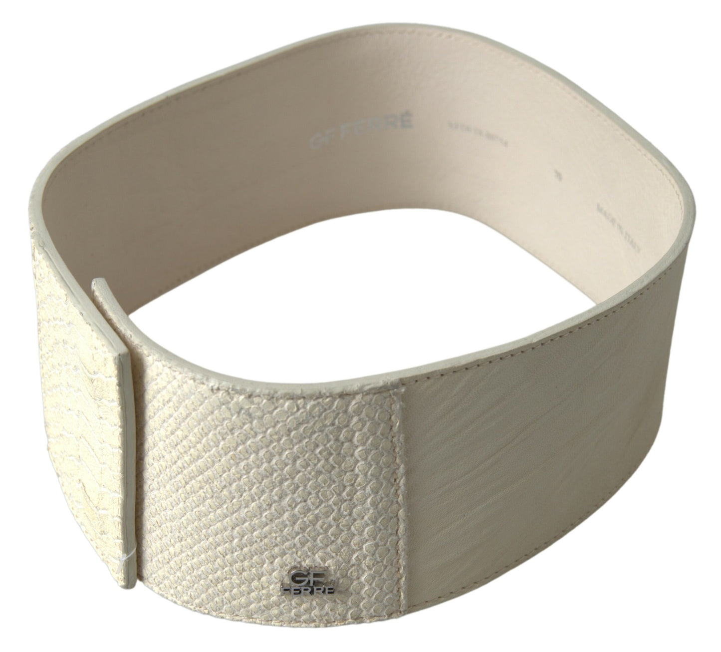 GF Ferre Chic Off White Snap Button Fashion Belt