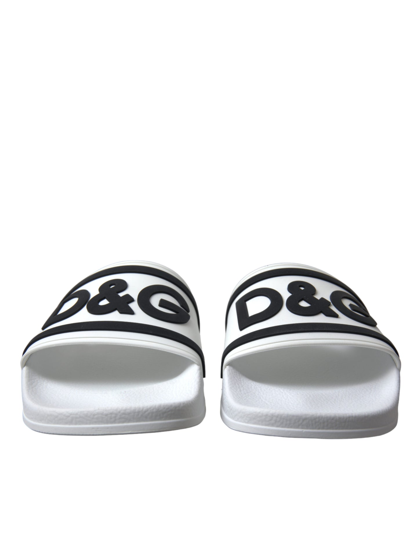 Dolce & Gabbana Chic White Designer Slides with Logo Detail