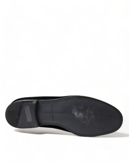 Dolce & Gabbana Black Velvet Loafers Formal Shoes