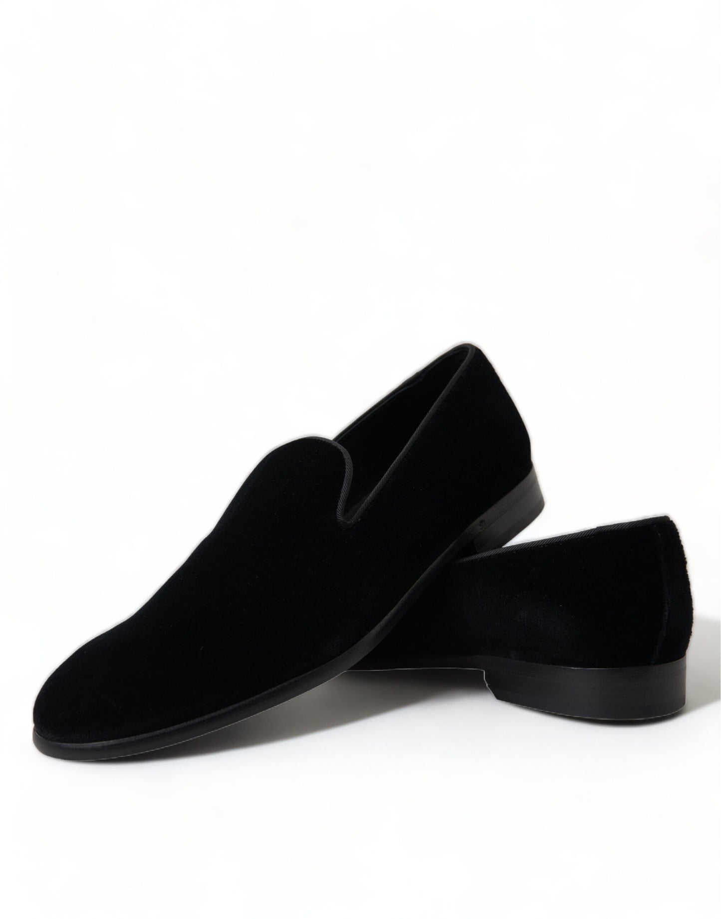 Dolce & Gabbana Black Velvet Loafers Formal Shoes