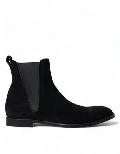 Dolce & Gabbana Elegant Black Velvet Mid-Calf Boots