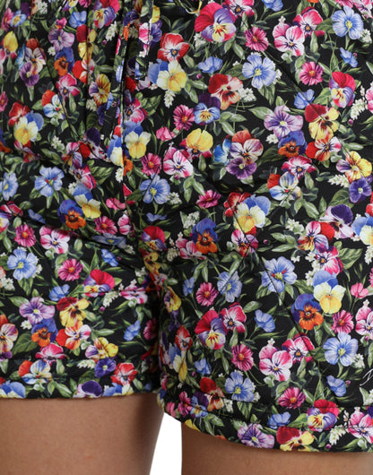 Dolce & Gabbana Multicolor Floral High Waist Hot Pants Shorts