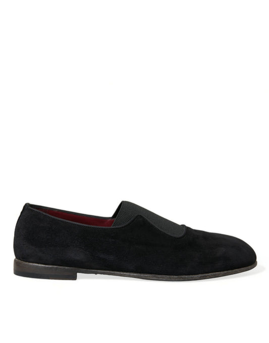 Dolce & Gabbana Black RUNWAY Velour AMALFI Loafers Shoes