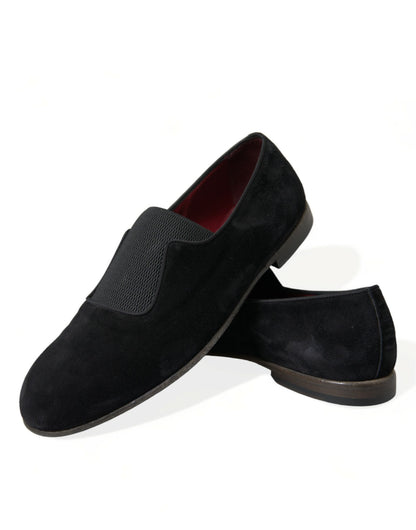 Dolce & Gabbana Black RUNWAY Velour AMALFI Loafers Shoes