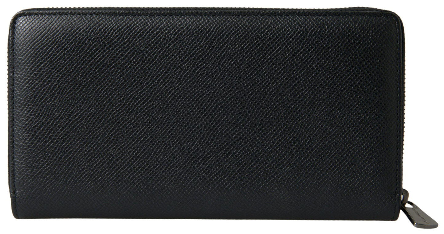 Dolce & Gabbana Elegant Black Leather Zip Wallet