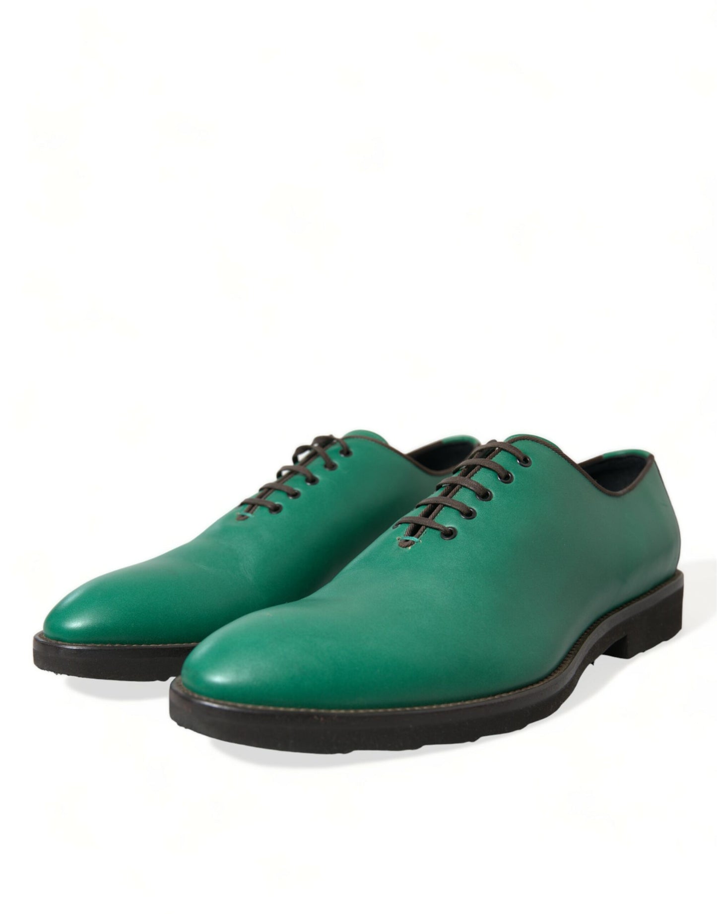 Dolce & Gabbana Green Leather Lace Up Oxford Dress Shoes