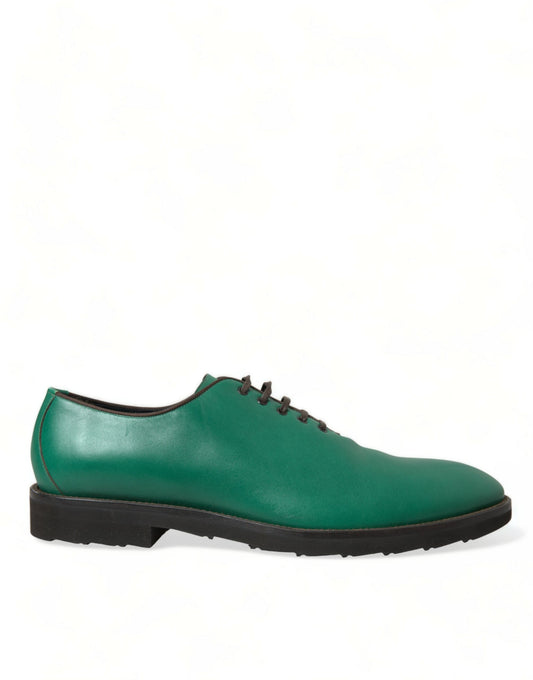 Dolce & Gabbana Green Leather Lace Up Oxford Dress Shoes