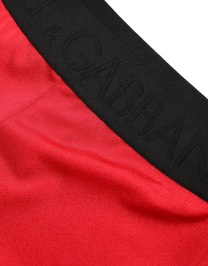 Dolce & Gabbana Red Nylon DG Logo Slim Leggings Pants