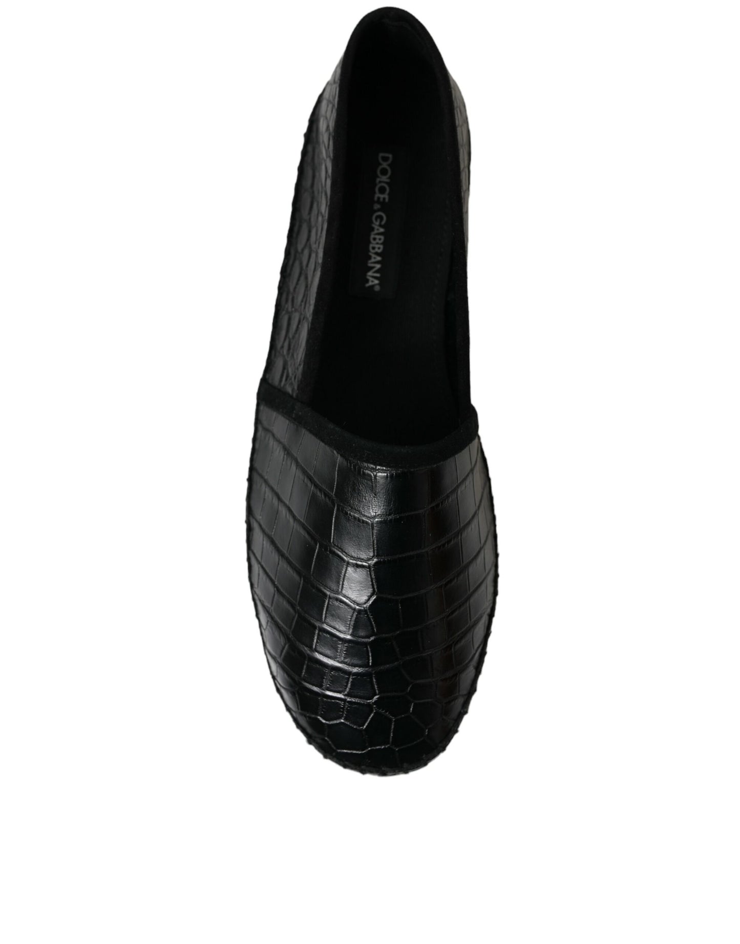 Dolce & Gabbana Black Exotic Leather Espadrilles Slip On Shoes