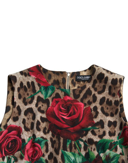 Dolce & Gabbana Elegant Leopard Floral A-Line Dress