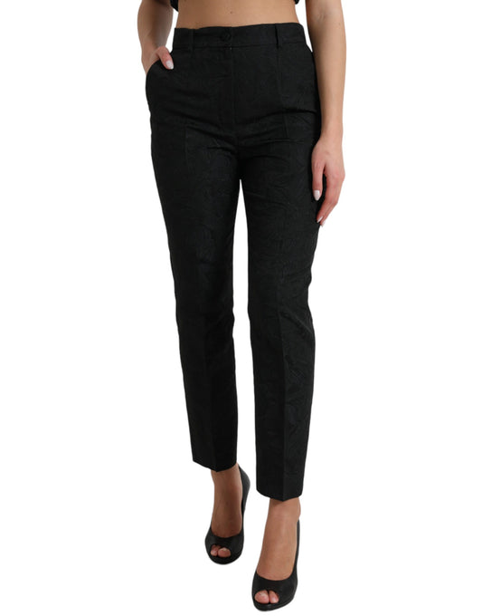 Dolce & Gabbana Black Polyester High Waist Tapered Pants