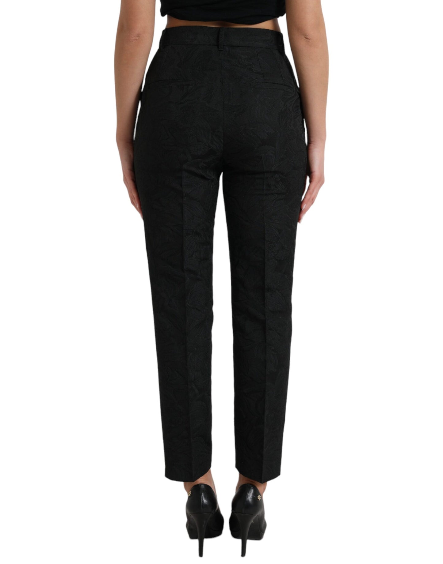 Dolce & Gabbana Black Polyester High Waist Tapered Pants