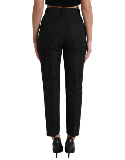 Dolce & Gabbana Black Polyester High Waist Tapered Pants