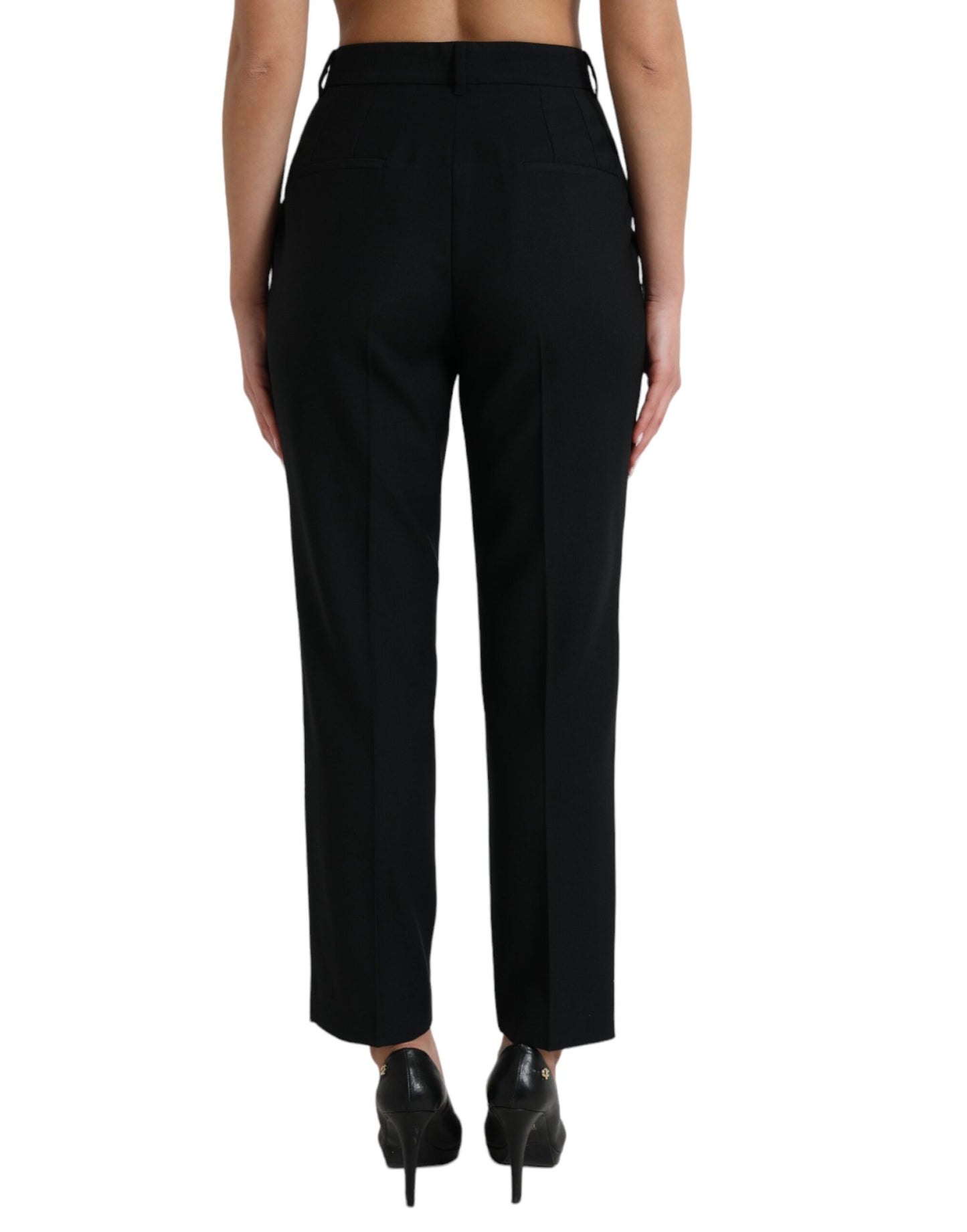 Dolce & Gabbana Black Wool High Waist Straight Pants