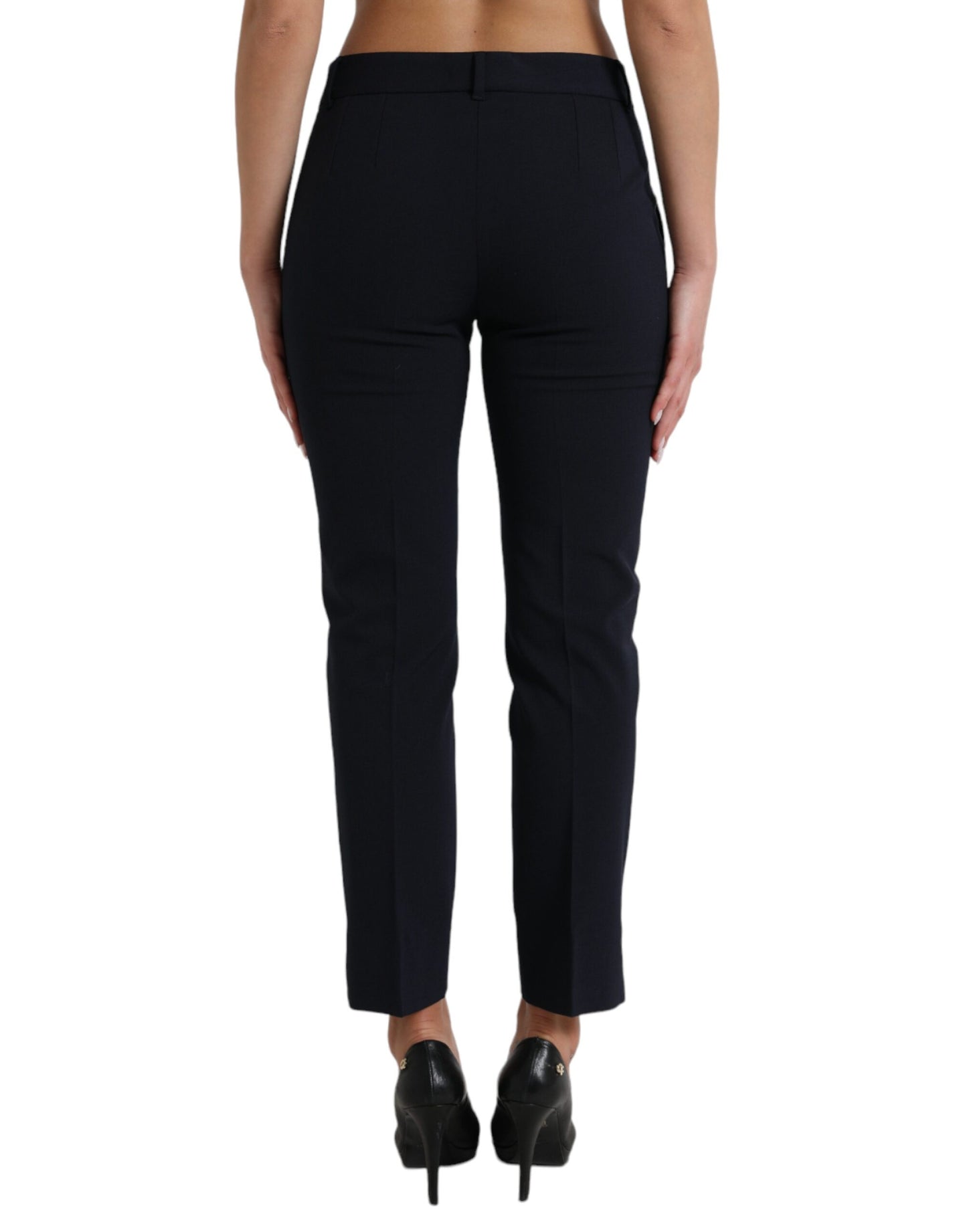 Dolce & Gabbana Blue Mid Waist Tapered Cropped Pants