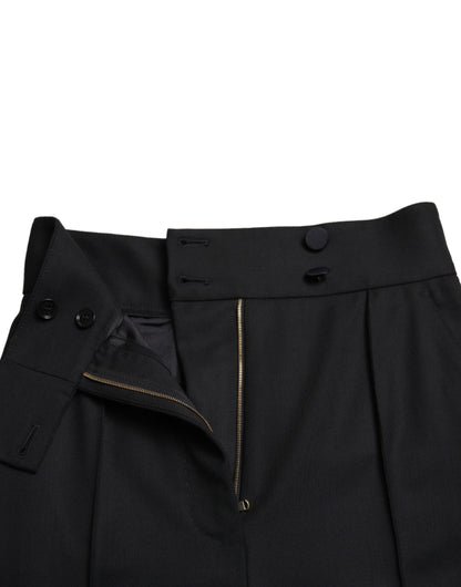 Dolce & Gabbana Black Wool High Waist Tapered Pants