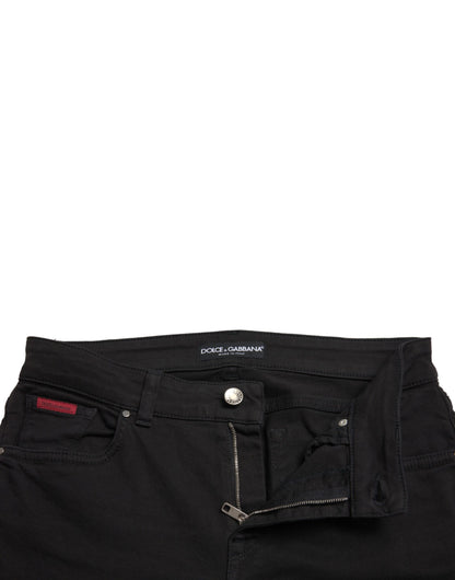 Dolce & Gabbana Black Cotton Mid Waist Skinny Denim Jeans