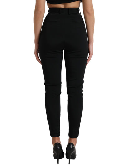 Dolce & Gabbana Black Wool Stretch High Waist Skinny Pants