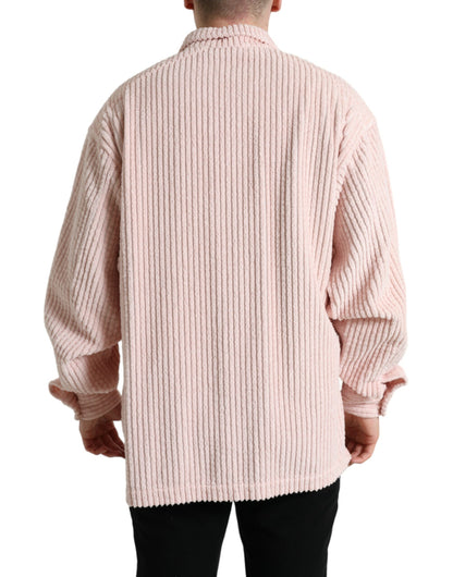 Dolce & Gabbana Pink Cotton Collared Button Shirt Sweater