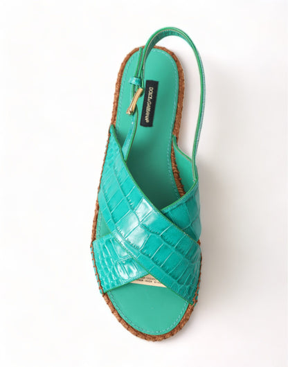 Dolce & Gabbana Elegant Green Espadrille Platform Sandals