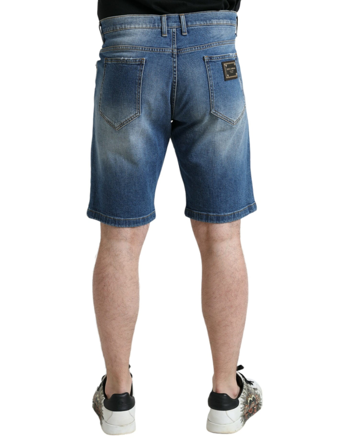 Dolce & Gabbana Blue Washed Cotton Bermuda Denim Men Shorts